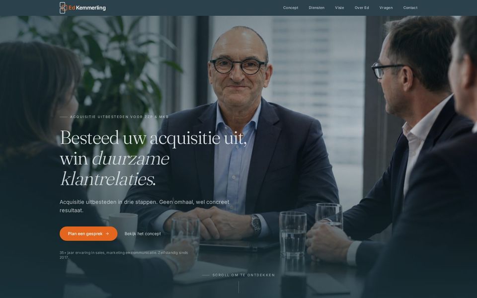 Website van Ed Kemmerling, ontworpen door Growrix