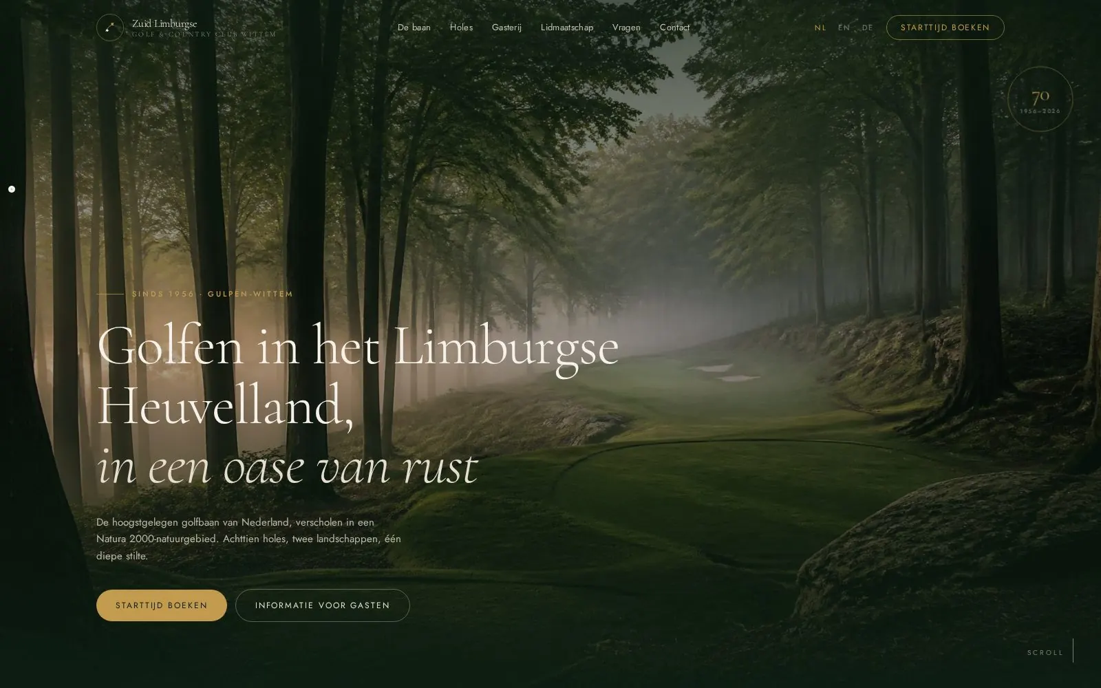 Website van Golf & Country Club Wittem als voorbeeld van heldere digitale positionering