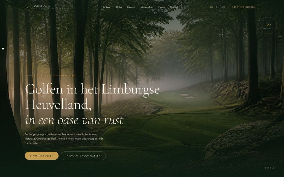 Website van Golf & Country Club Wittem, ontworpen door Growrix